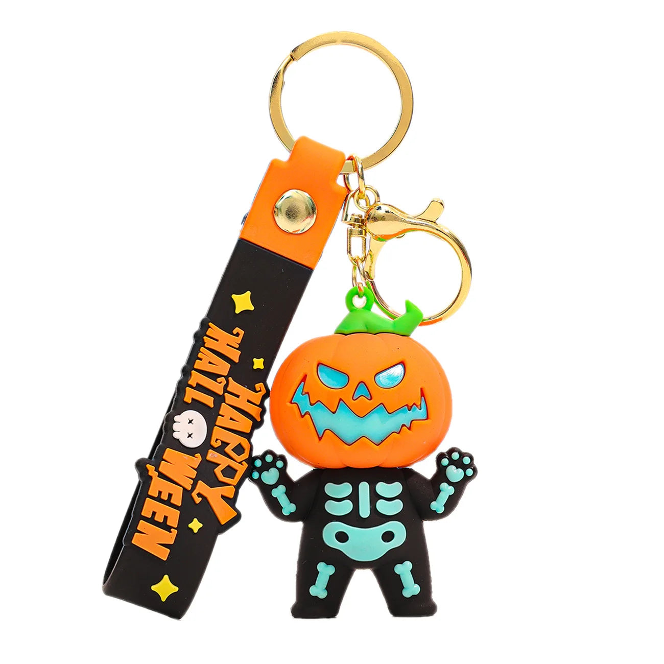 Halloween Glow in the Dark Keychain PVC Cartoon Ghost and Pumpkin Key Rings Festive Birthday Decorative Charms Gift for Friends