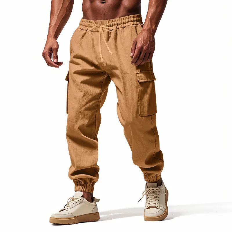 Mens Cotton Linen Work Pants Breathable Casual For Spring Autumn Beach