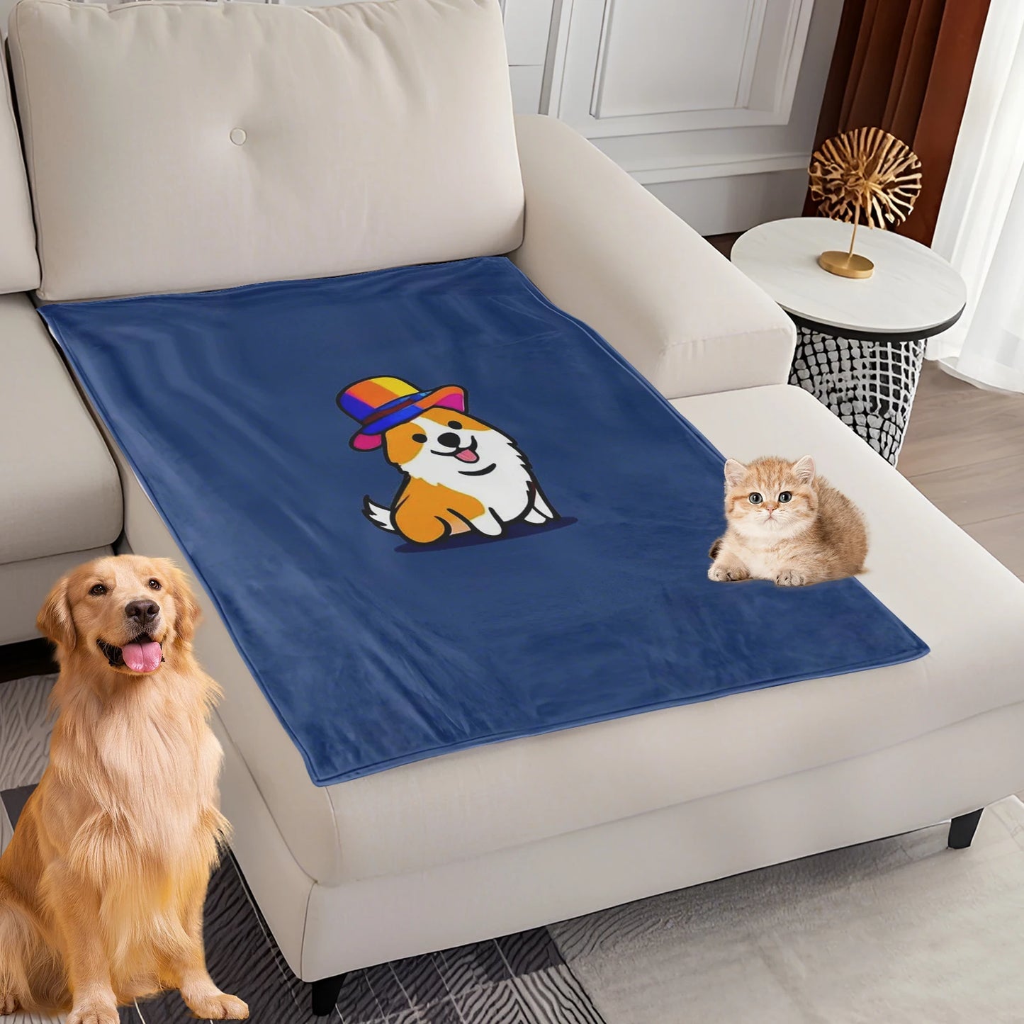 Dog Bed Mat Blanket Soft Fluffy Pet Blanket Dog Pattern