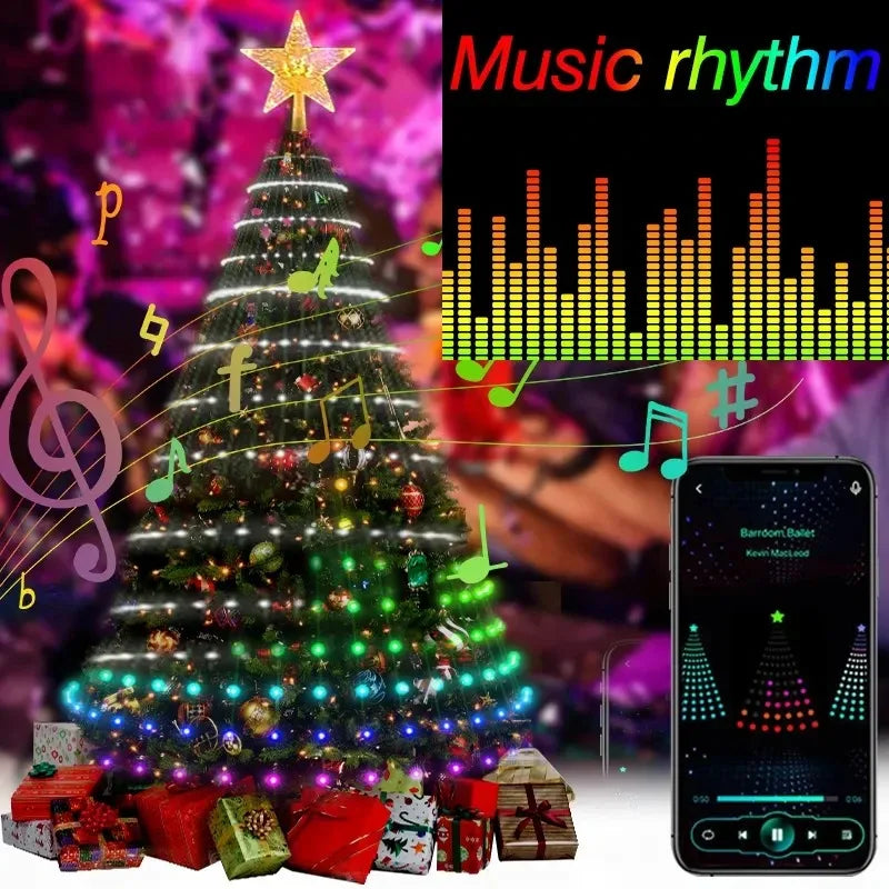 Christmas Tree Light Garland LED RGB Bluetooth Control