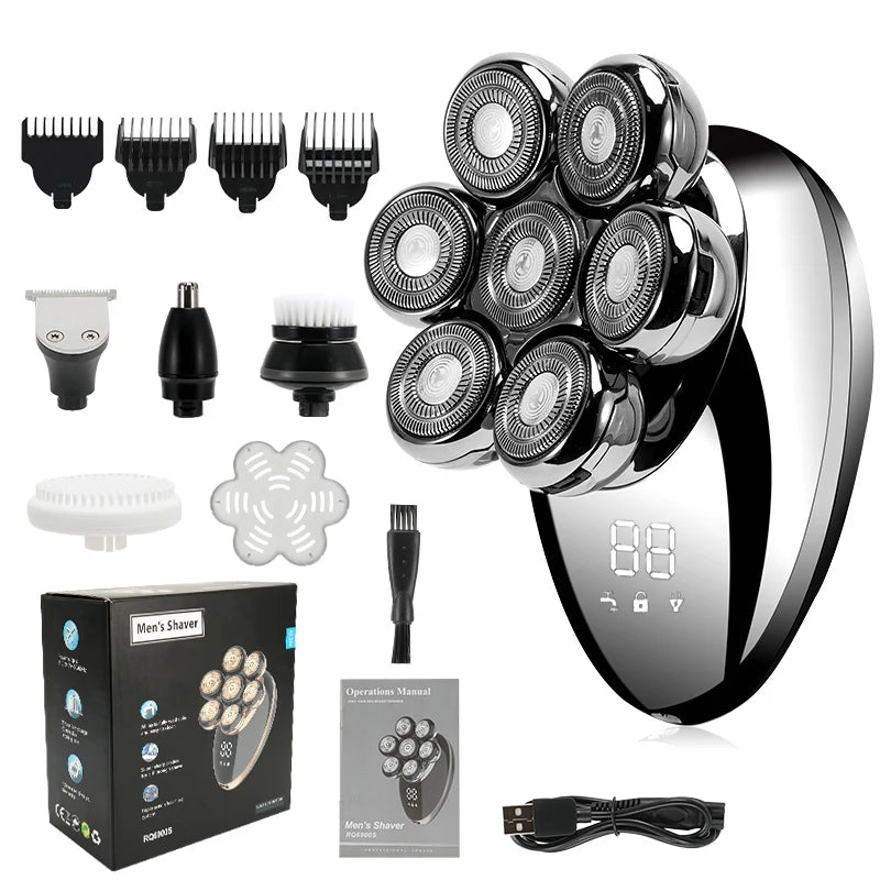 Men 7D Floating Electric Shaver Wet Dry Hair Trimmer