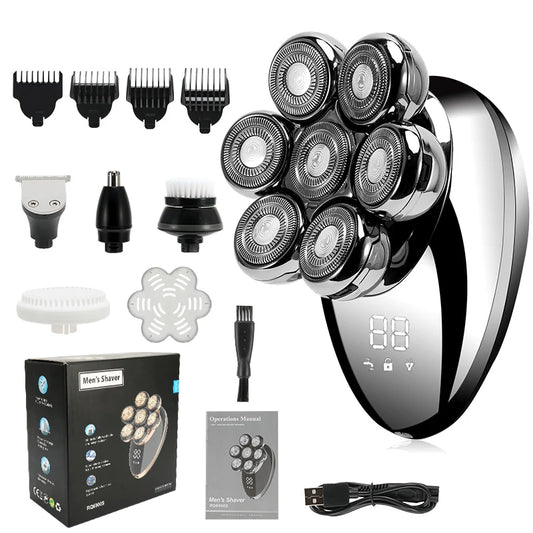 Men 7D Floating Electric Shaver Wet Dry Hair Trimmer