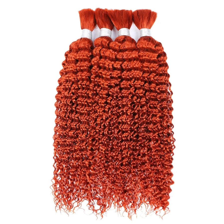 High Quality 100 Percent Real Human Hair For Braiding 100G Bundle Deep Wave Ginger Orange 350 Brazilian Remy Extensions