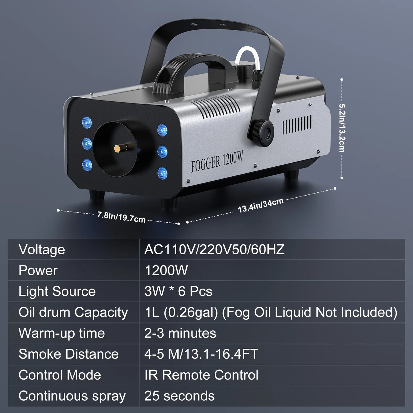 Yiflamefly 1200W Fog Machine With RGB Lighting For Stage