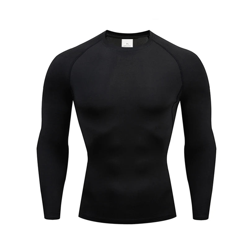 Men 2025 Long Sleeve Turtleneck Compression Rash Guard Base Layer Shirt