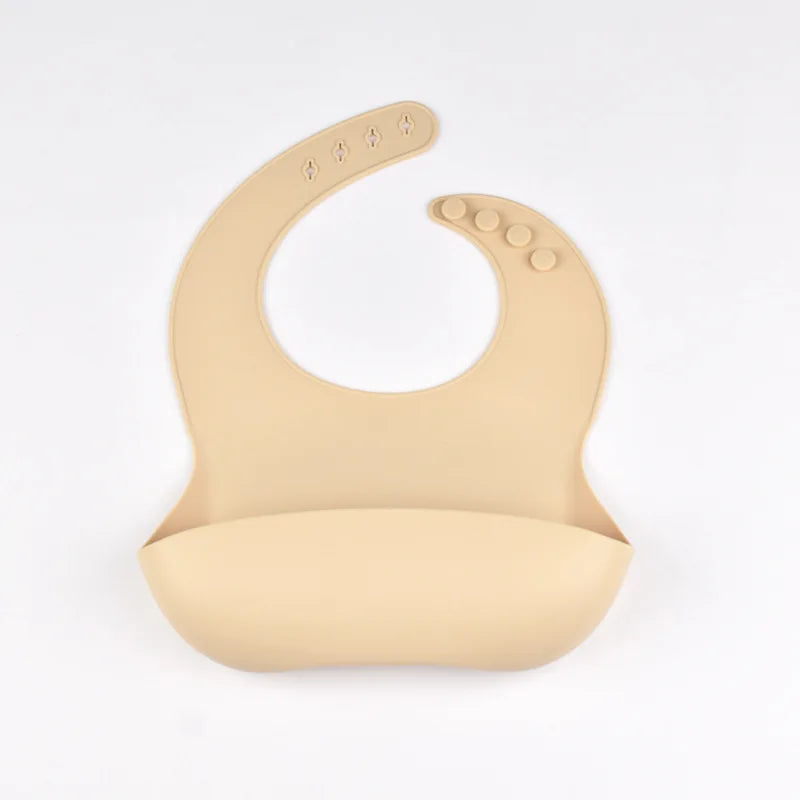 Baby Silicone Bib Waterproof Soft Solid Color Adjustable Bibs
