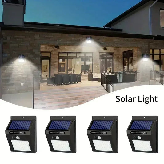 IP45 Waterproof Solar Outdoor Lights Set of 4 Motion Sensor Security Lights with 3 Lighting Modes for Garden Fences and Garages