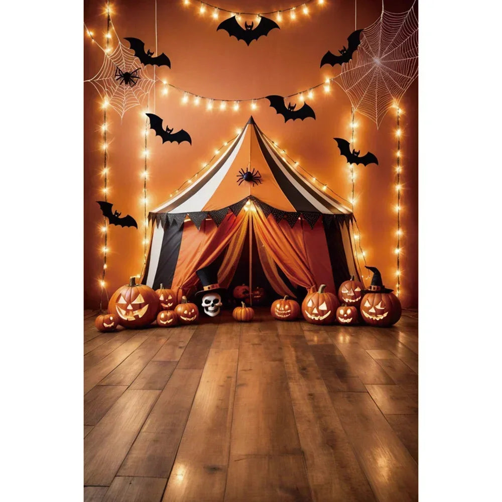 Halloween Party Backdrop Full Moon Horror Night Castle Pumpkin Outdoor House Party Decoration Banner Photography Background