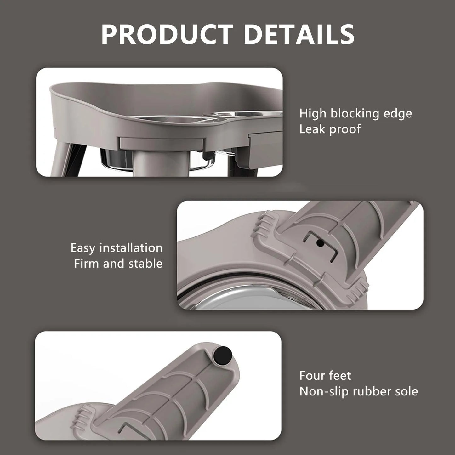 Raised Stand Elevated Dog Feeder Non-Slip No Spill Design Bowl