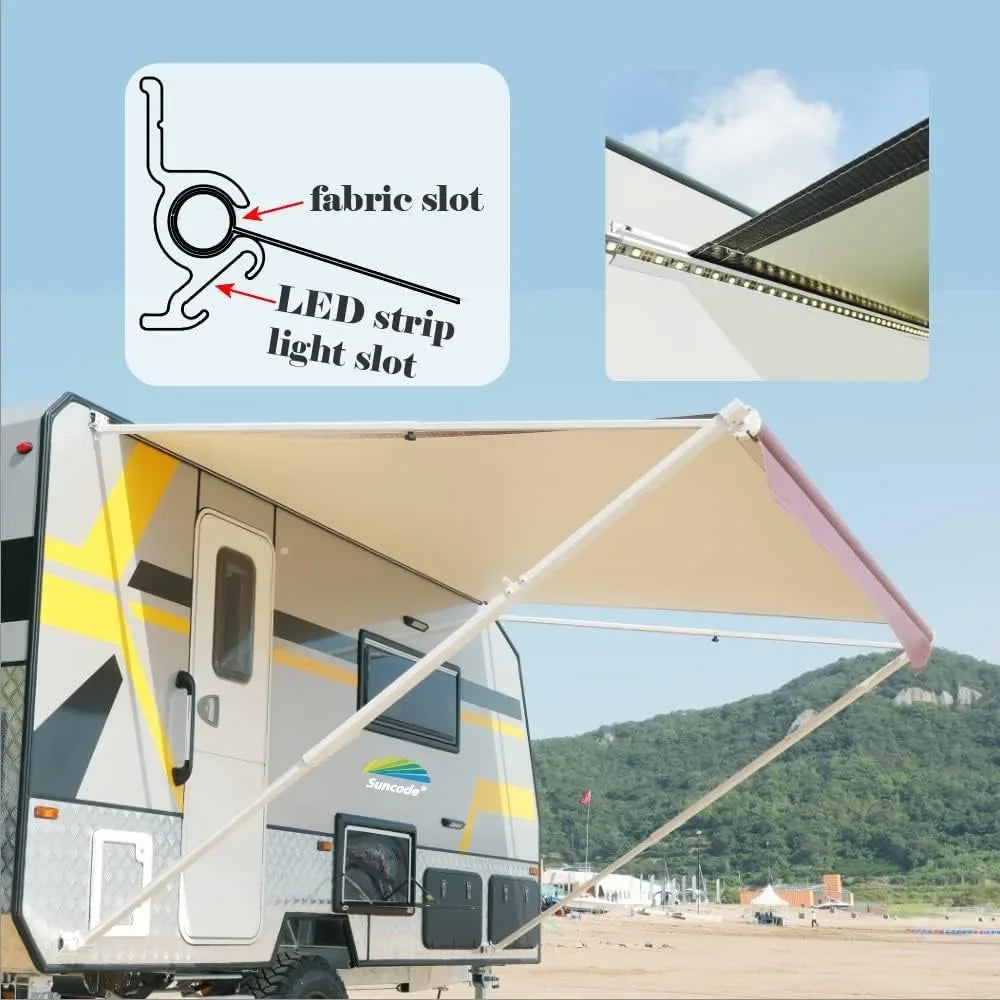 Manual RV Awning White Modular Retractable Awning Complete Kit for RV 5th Wheel Travel Trailers Toy Haulers
