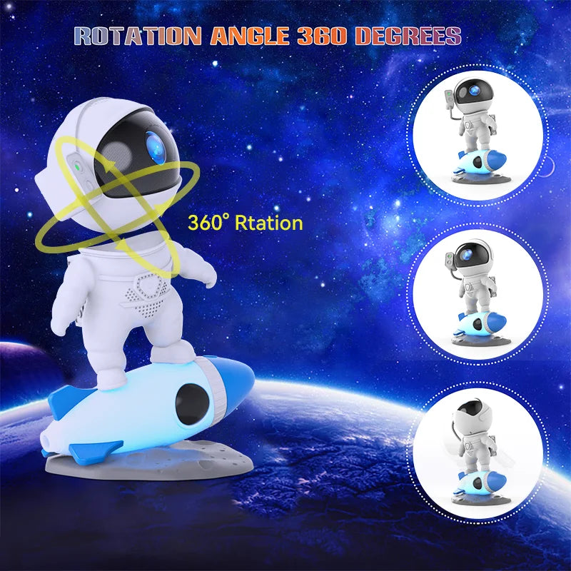 Kids Rocket Star Projector Night Light With Remote Control 360 Degree Nebula
