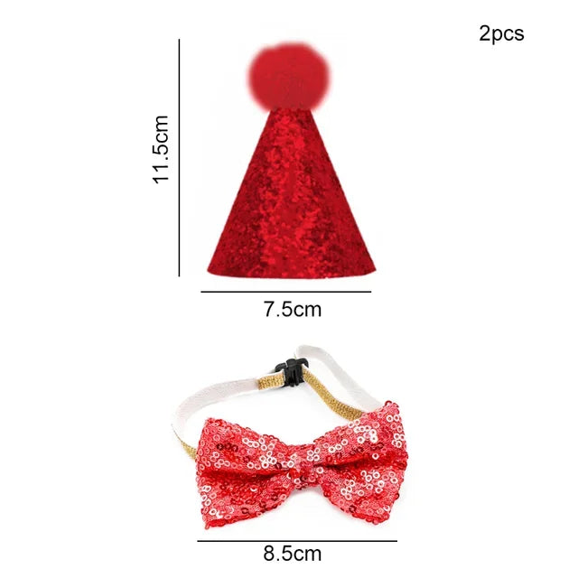 Pets Happy Birthday Decoration Dog Costume Hats Bowknot