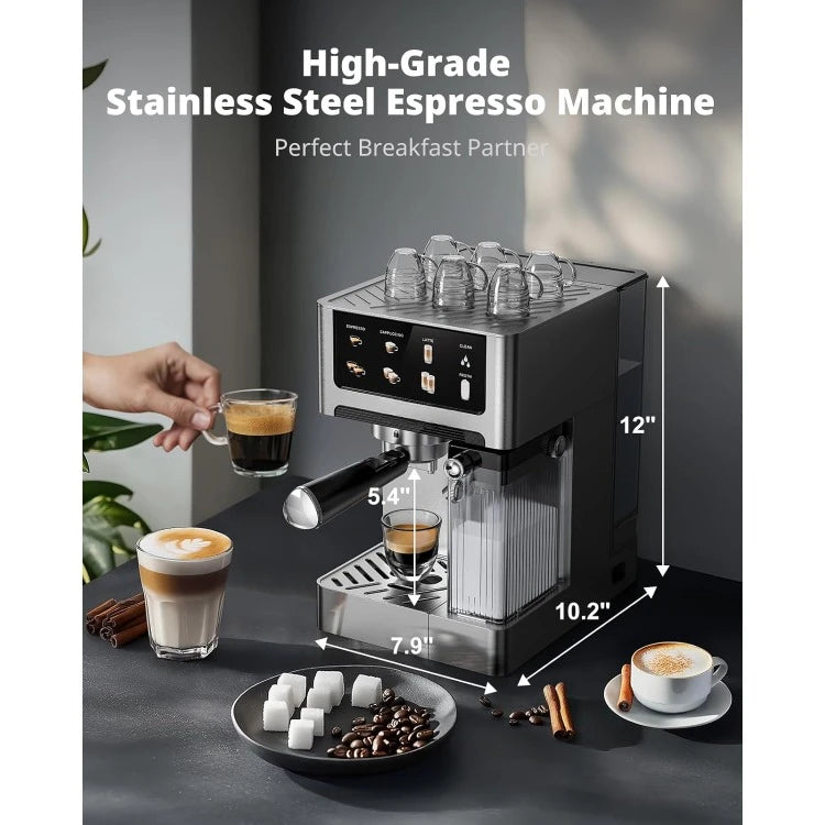Espresso Cappuccino Machine 20 Bar Dual Boiler With Automatic Milk Frother 3in1