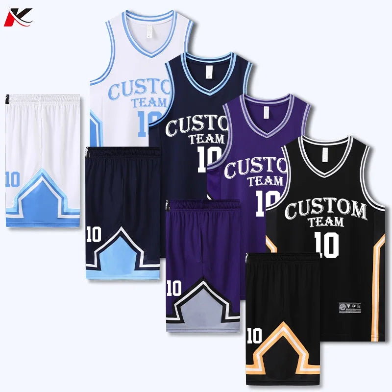 Men's Plus Size Quick Dry Basketball Jersey Set Uniform For Training YW S011