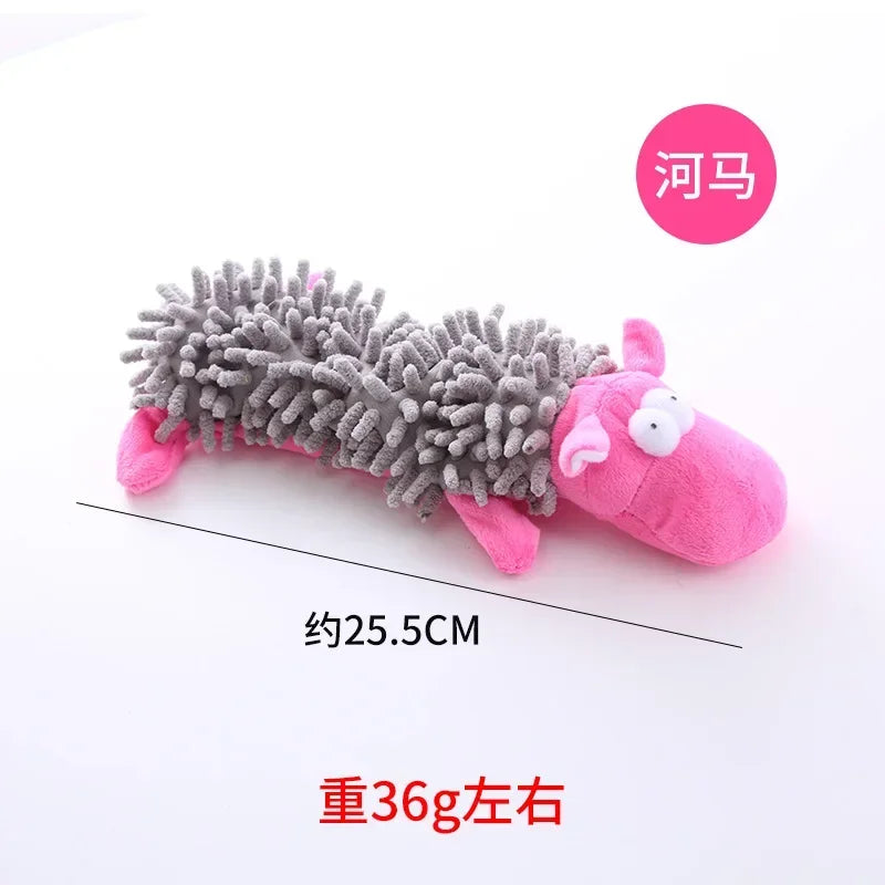 Pet Dog Toy Sound Plush Mop Fur Shell Frog Hippo Teeth Grinding Supplies