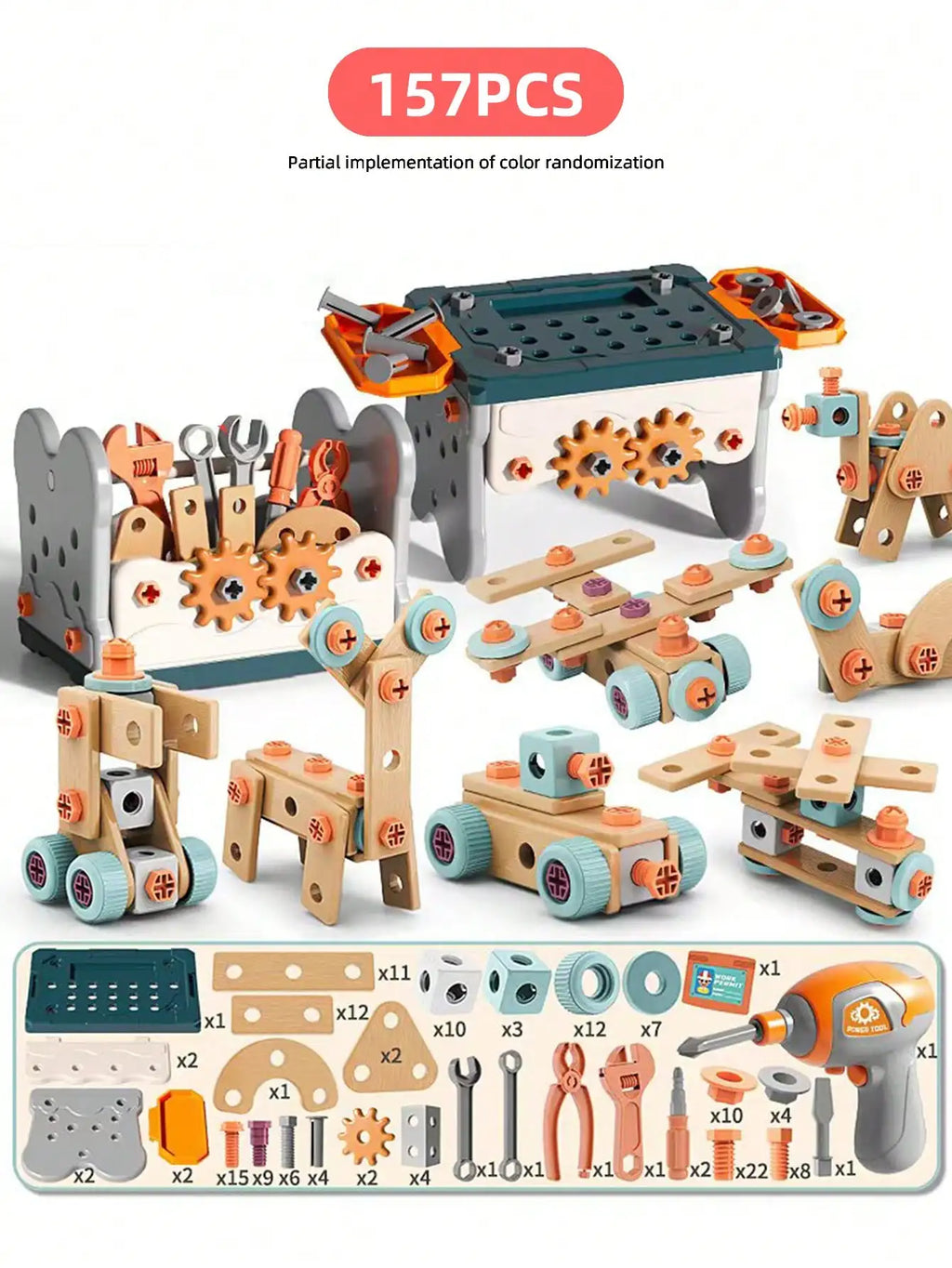 Kids Toolbox Puzzle Drill Toy Set Educational Screw Removal Electric STEM Gift