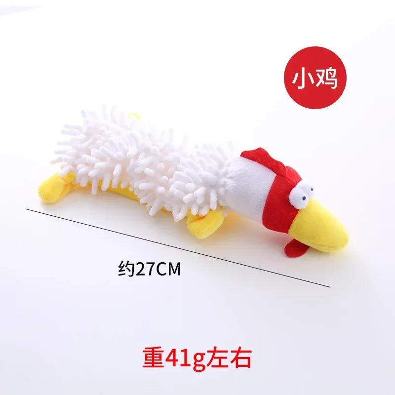 Pet Dog Toy Sound Plush Mop Fur Shell Frog Hippo Teeth Grinding Supplies