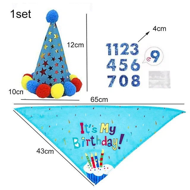 Pets Happy Birthday Decoration Dog Costume Hats Bowknot