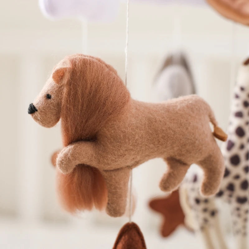Crib Mobile Bed Bell Wooden Baby Rattles Soft Felt Cartoon