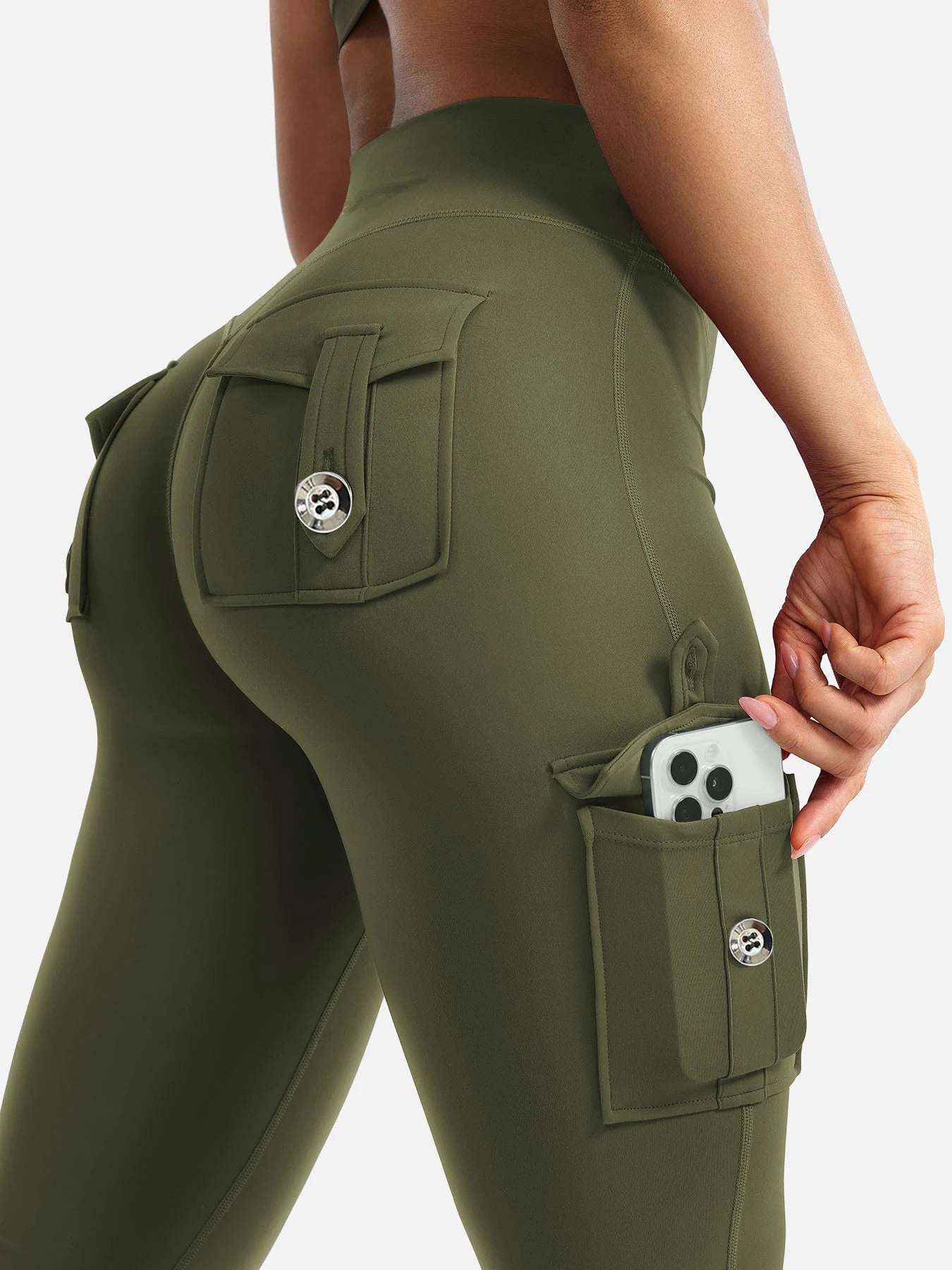 Essential Womens High Waist Fitness Pants With Pockets Shaping Tummy Control