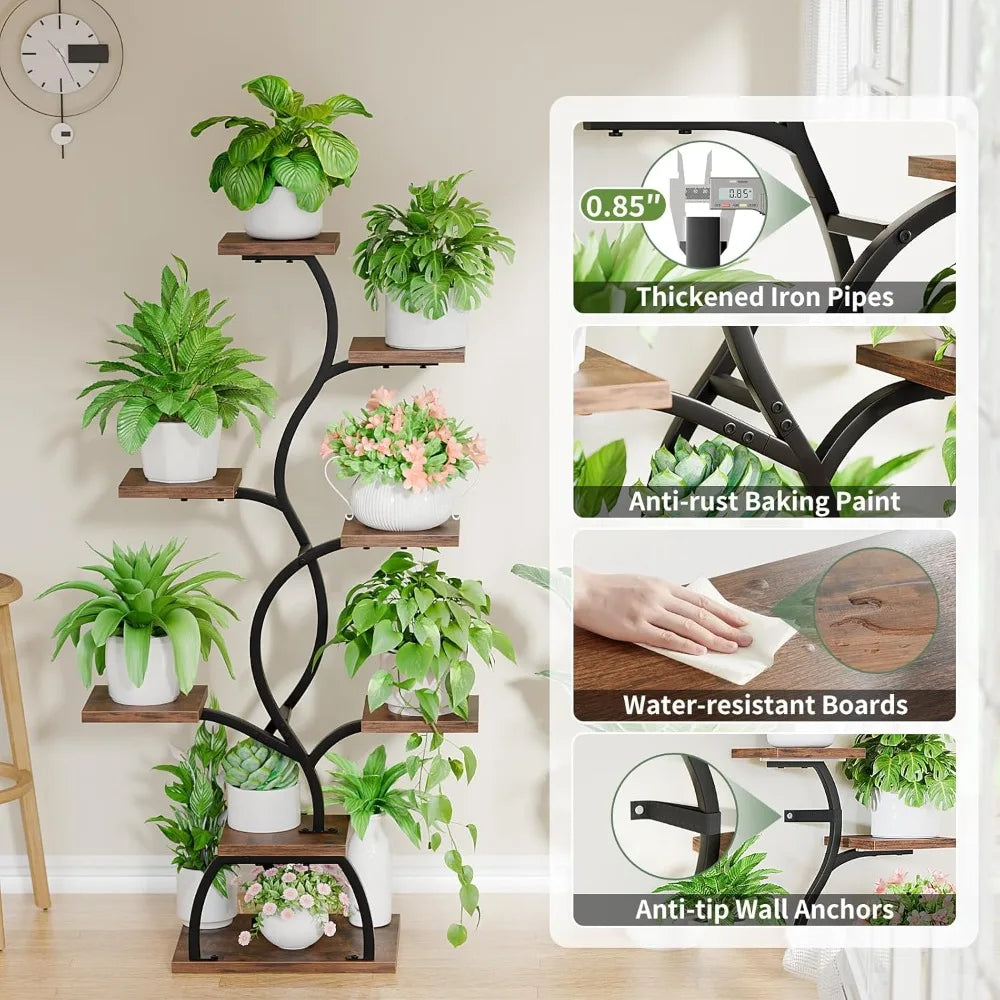 5 Tier Indoor Plant Stand With Grow Light 49 Inch Tall Shelf