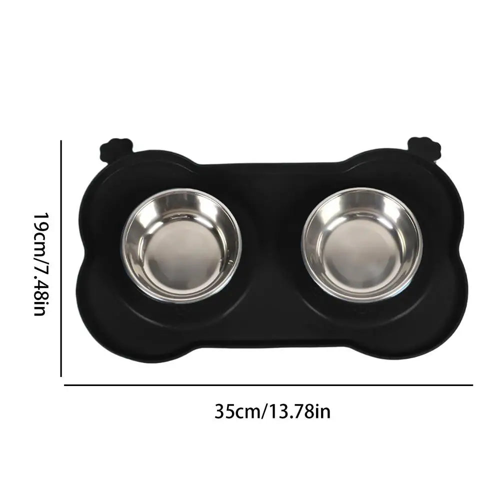 Dog Double Feeding Bowl Double Feeder Bowls For Cat Non-Slip Pets Water Dish