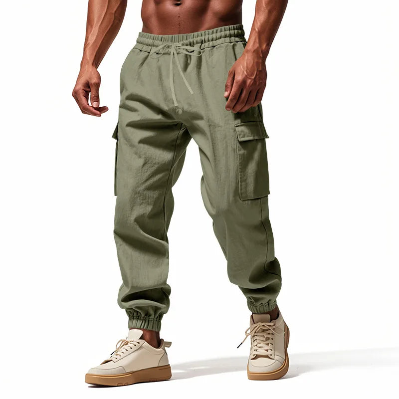 Mens Cotton Linen Work Pants Breathable Casual For Spring Autumn Beach