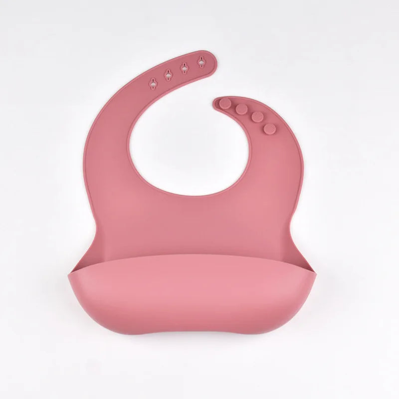 Baby Silicone Bib Waterproof Soft Solid Color Adjustable Bibs