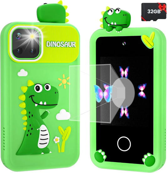 Kids Girl Smartphone with 32G Card Touch Screen Toy Green Dinosaur