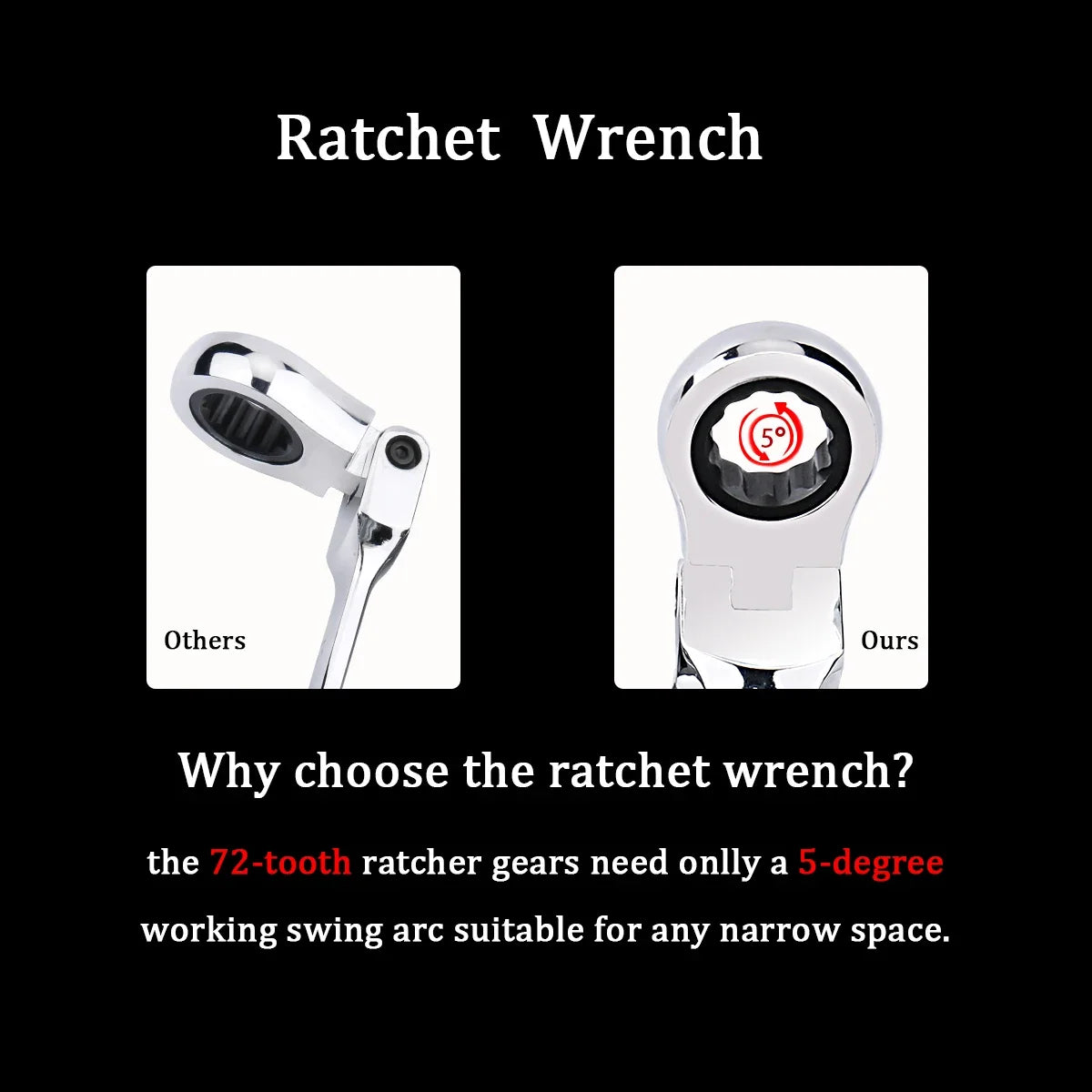 Ratchet Wrench of Keys Spanner Set Hand Tool 72-Tooth Ratchet