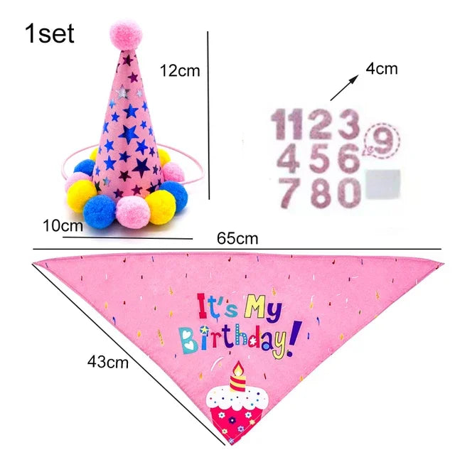 Pets Happy Birthday Decoration Dog Costume Hats Bowknot