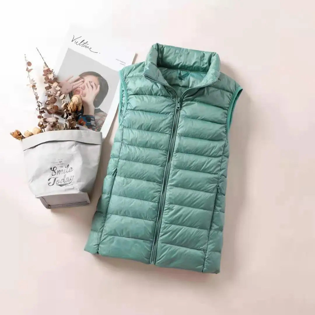 New 2024 Ultra Light Down Vest for Women Slim Sleeveless