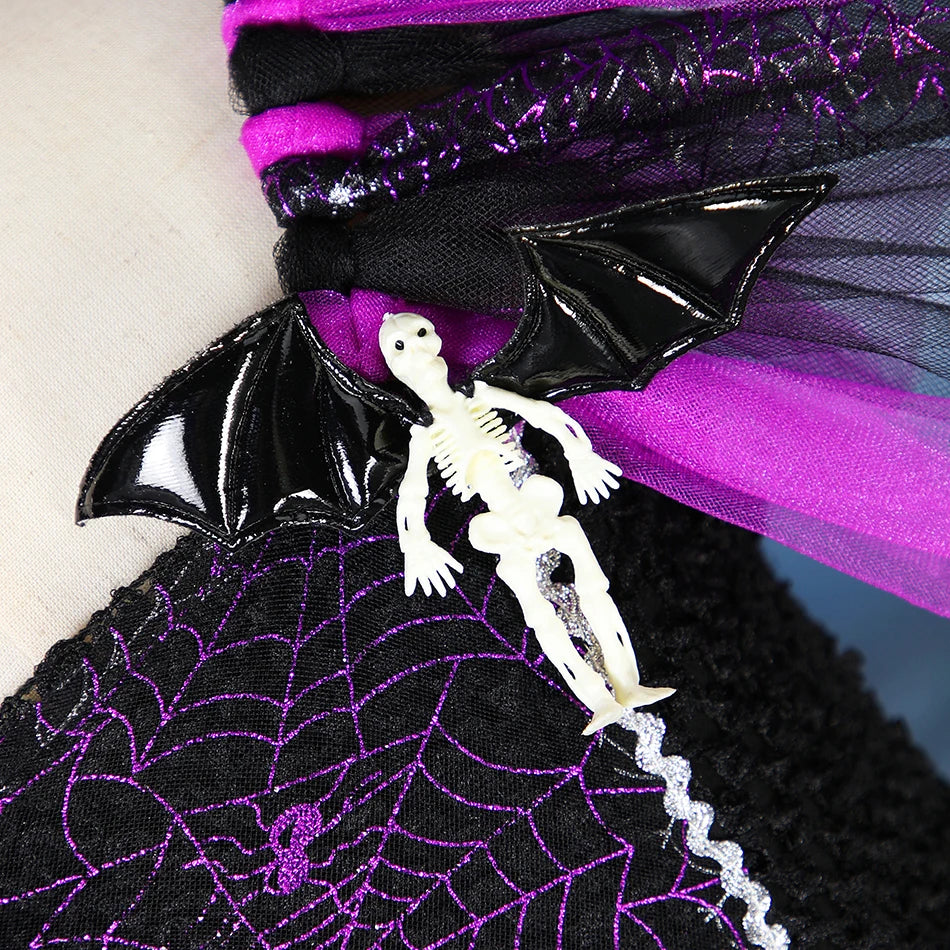 Girls Handmade Halloween Cosplay Devil Witch Tailed Dress Carnival Party Toddler Kids Bat Costume Girl Dress Up Children Clothes