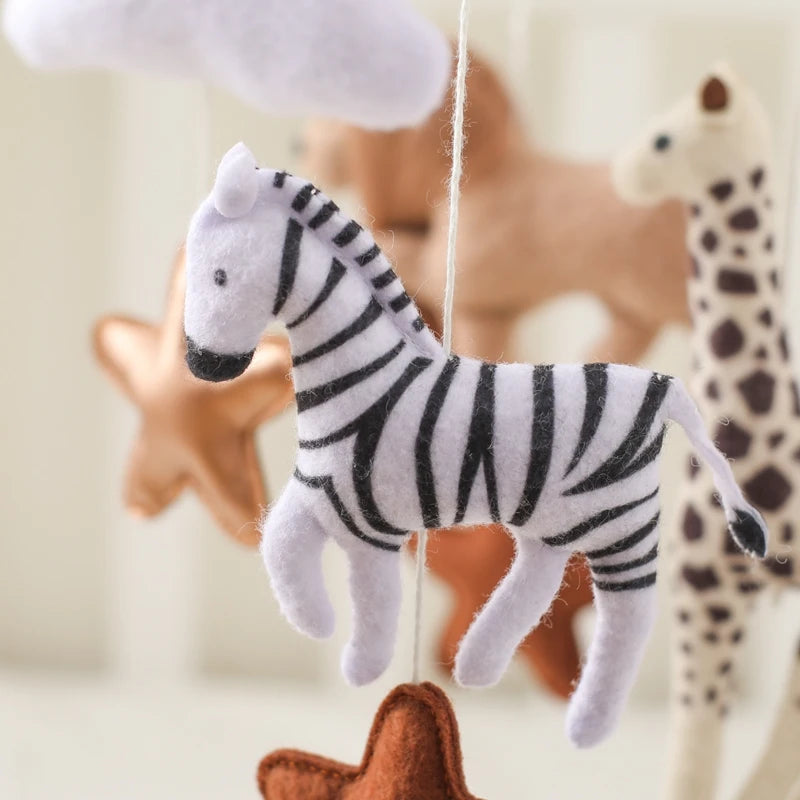 Crib Mobile Bed Bell Wooden Baby Rattles Soft Felt Cartoon