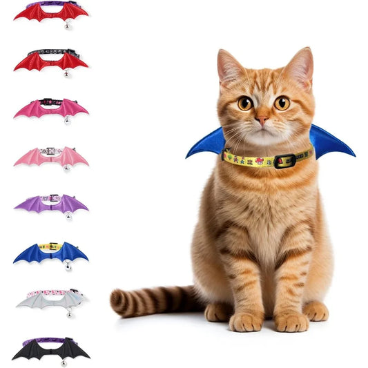 Bat Wing Cat Collar With Bell Adjustable Breakaway For Cats