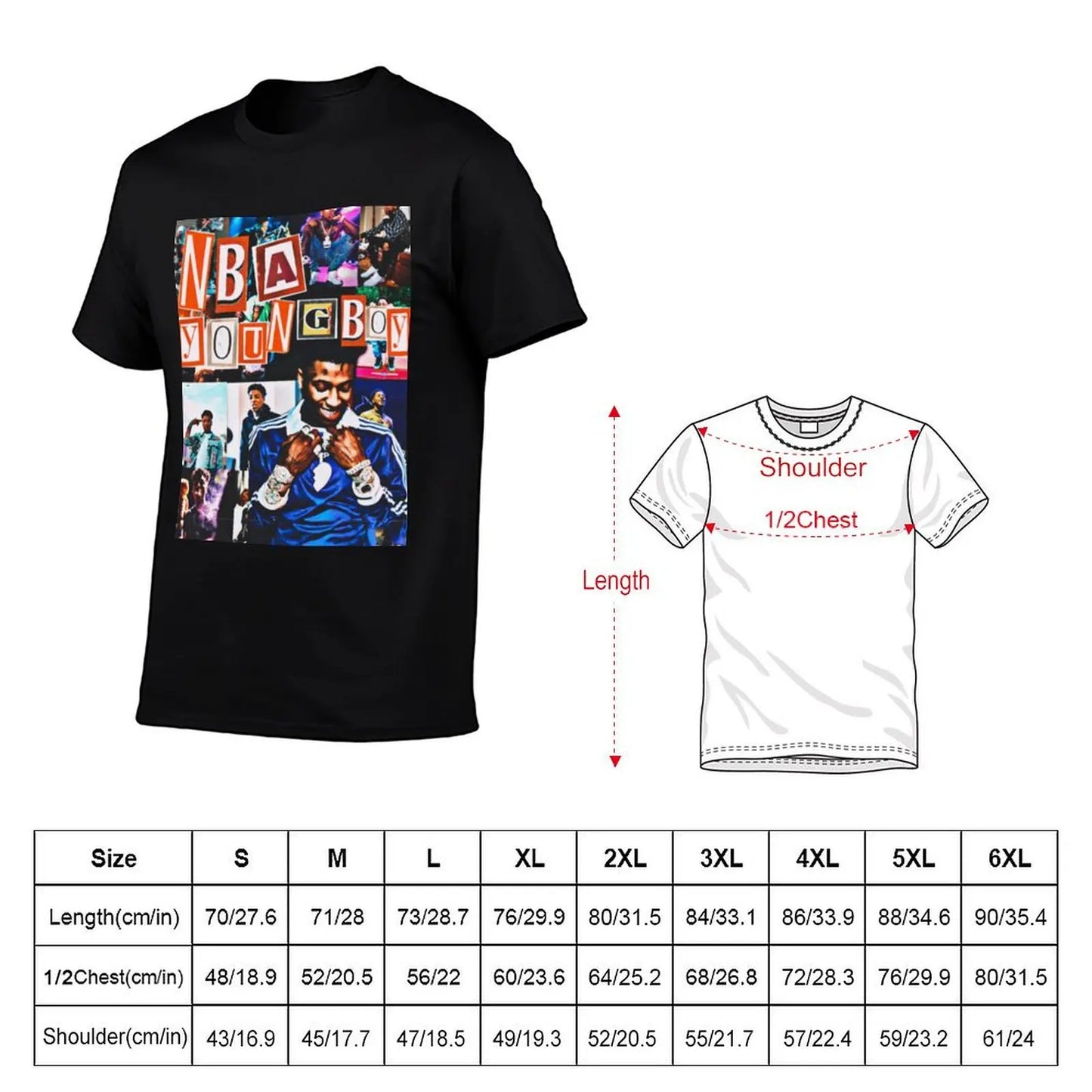 NBA Youngboy Blue Lock T Shirt 100 Percent Cotton Men