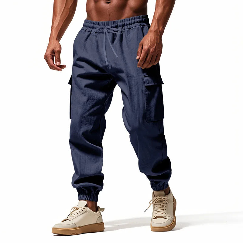 Mens Cotton Linen Work Pants Breathable Casual For Spring Autumn Beach
