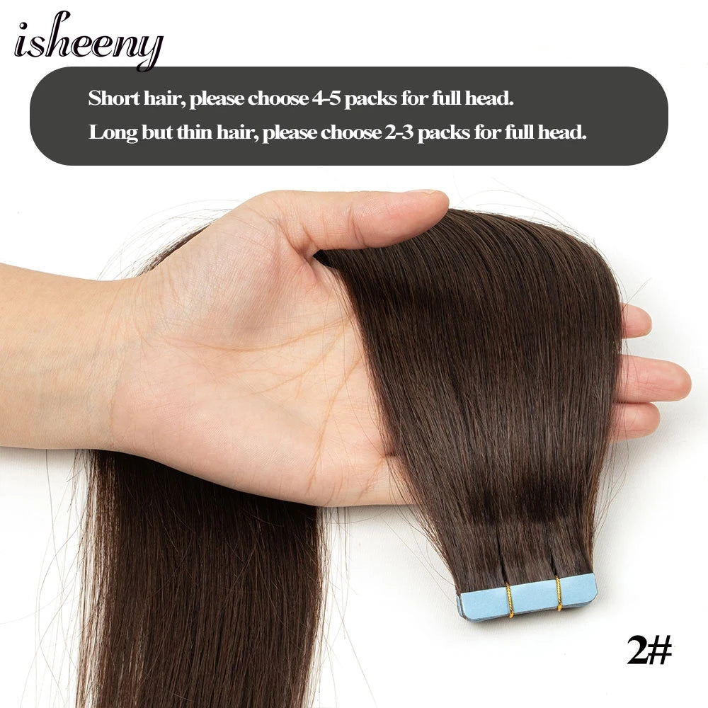 Isheeny Tape In Hair Extensions Non Remy 12 To 24 Inch Natural Blonde Skin Weft