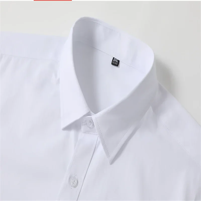 2024 Men's Formal Shirts Light Blue Black White Long Sleeves F Lapel Spring Autumn Business Casual Oversized 6XL