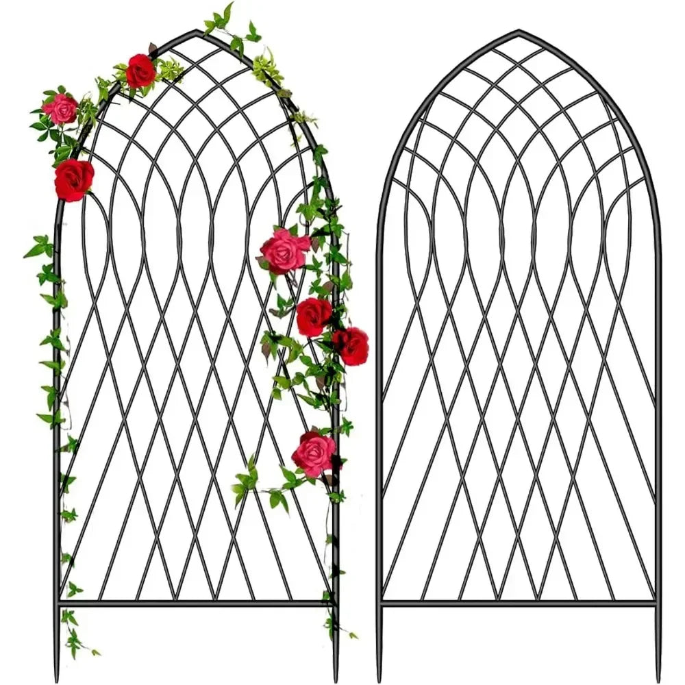 2 Pack Large Garden Trellis for Climbing Plants 75 X 31 Heavy Duty Rustproof Black Iron