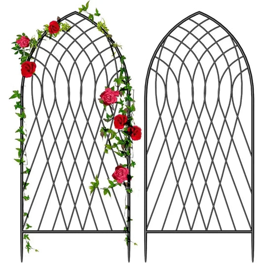 2 Pack Large Garden Trellis for Climbing Plants 75 X 31 Heavy Duty Rustproof Black Iron