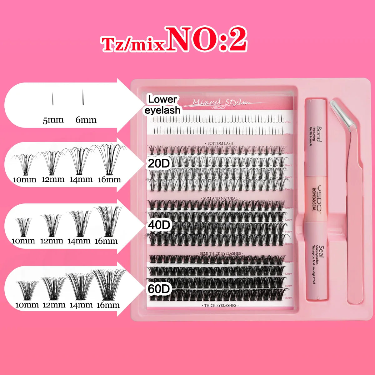 Lash Clusters Set DIY Lashes Extension Kit 5-16mm Clusters