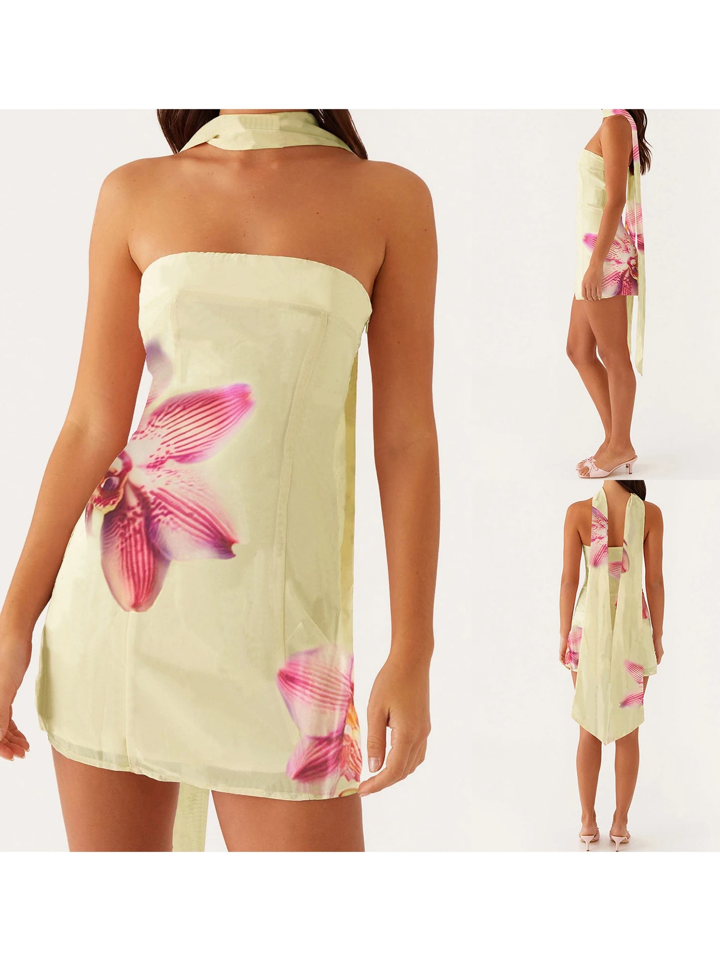 Women's Off Shoulder Maxi Dress Floral Boho Beach Belt