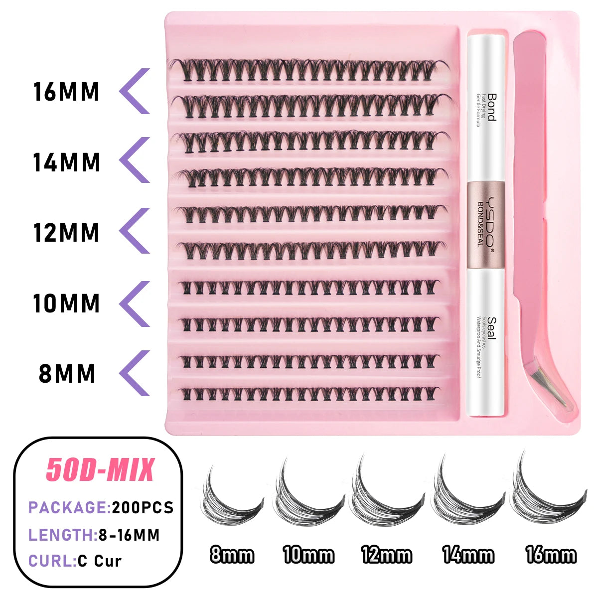Lash Clusters Set DIY Lashes Extension Kit 5-16mm Clusters