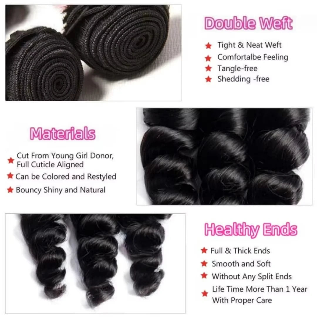 30 32 Inches Loose Wave Brazilian Remy Human Hair Bundles One Third Pcs Top Quality Unprocessed Extensions Wholesale