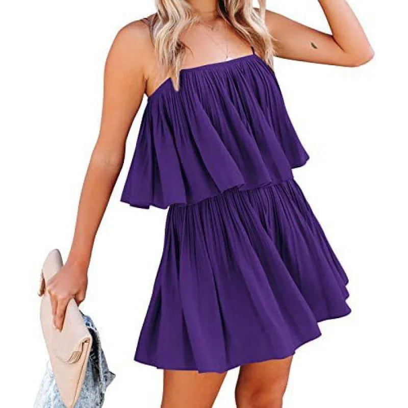 New Summer Women's Jumpsuit Suspender Pleated Shorts Solid Color Sexy Sweet Fashion Street Backless Jumpsuit