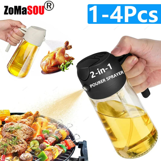1-4Pc 2-in-1 Sprayer Pourer Oil Empty Bottle Dispenser