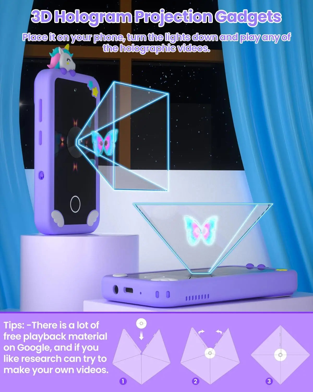 Kids Girl Smartphone with 32G Card and Dual Camera Purple