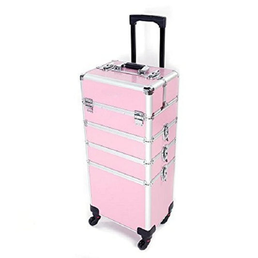 4in1 Rolling Aluminum Makeup Train Case With Wheels