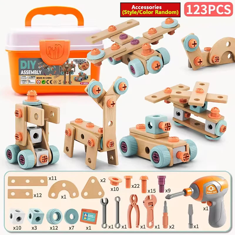 Kids Toolbox Puzzle Drill Toy Set Educational Screw Removal Electric STEM Gift